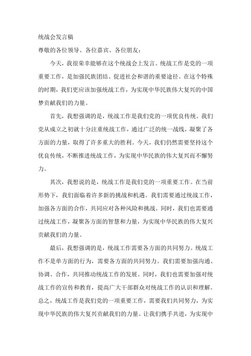 统战会发言稿