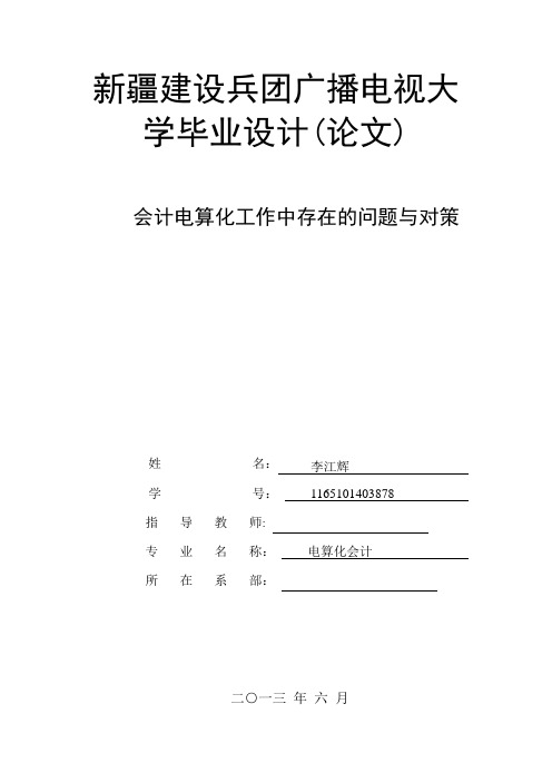 会计电算化工作中存在的问题与对策毕业论文