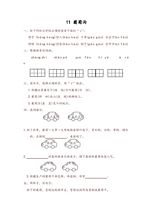 2019部编版二年级语文第11课葡萄沟练习题及答案