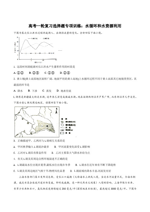 高考一轮复习选择题专项训练：水循环和水资源利用(原卷版)