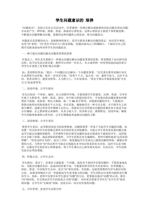 学生问题意识的  培养