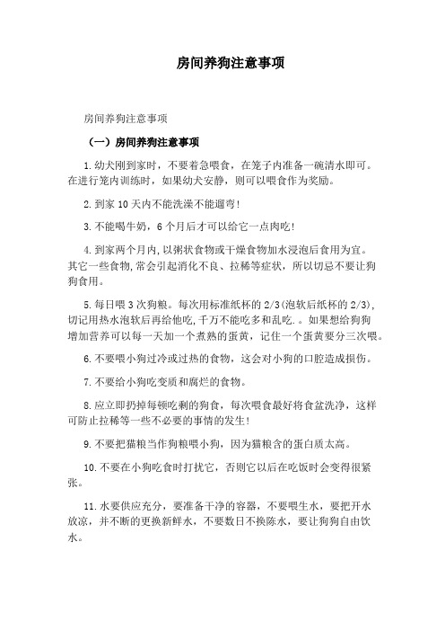 房间养狗注意事项