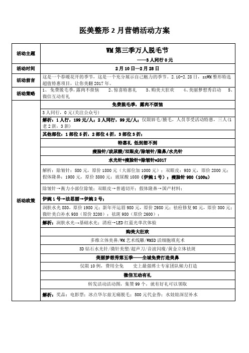 医美整形2月营销活动方案