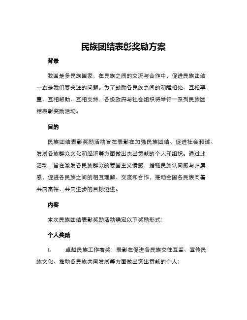 民族团结表彰奖励方案