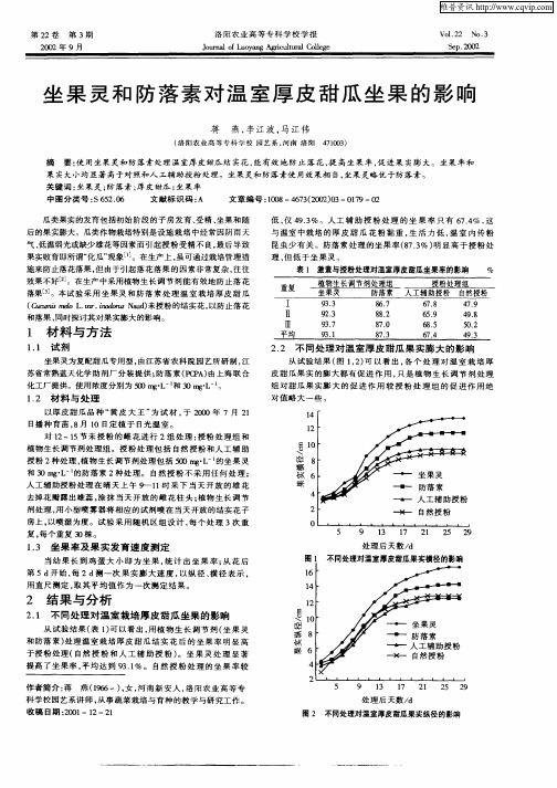 坐果灵和防落素对温室厚皮甜瓜坐果的影响