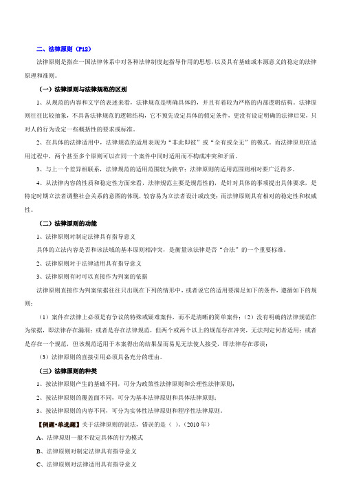 最新企业法律顾问真题及精品复习资料二、法律原则(P12)