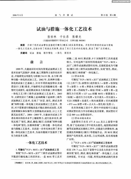 试油与措施一体化工艺技术