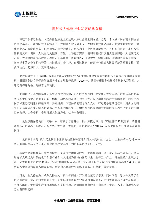 贵州省大健康产业发展优势分析