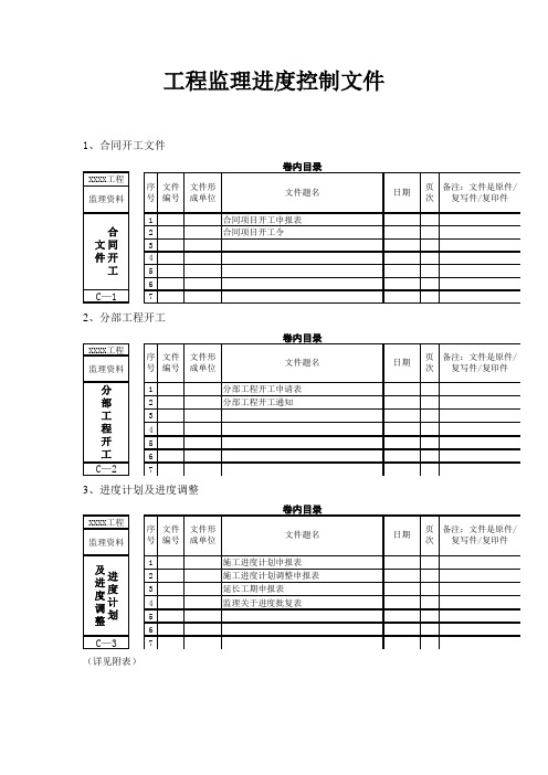 工程监理进度控制文件