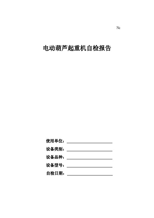 电动葫芦起重机(含防爆、绝缘)自检报告