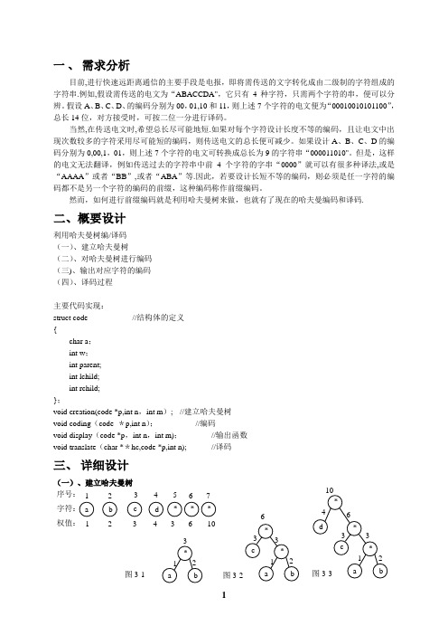 哈夫曼编码译码器数据结构C语言