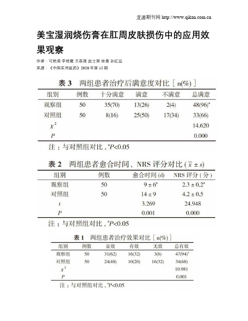 美宝湿润烧伤膏在肛周皮肤损伤中的应用效果观察