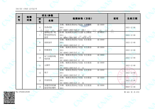 广东华视电子科技有限公司  ISO IEC 17025 认可证书说明书