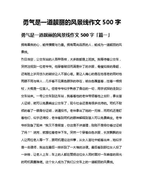 勇气是一道靓丽的风景线作文500字