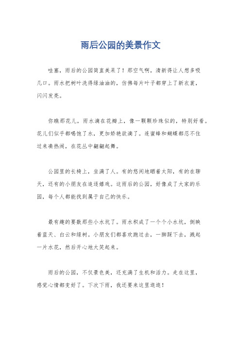 雨后公园的美景作文