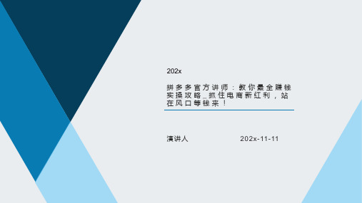 拼多多官方讲师：教你最全赚钱实操攻略_抓住电商新红利，站在风口等钱来！PPT模板