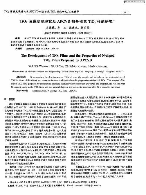 TiO2薄膜发展现状及APCVD制备掺氮TiO2性能研究