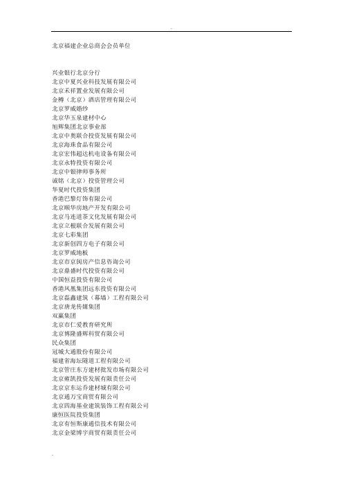 北京福建企业总商会会员单位