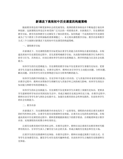 新课改下高效初中历史课堂的构建策略