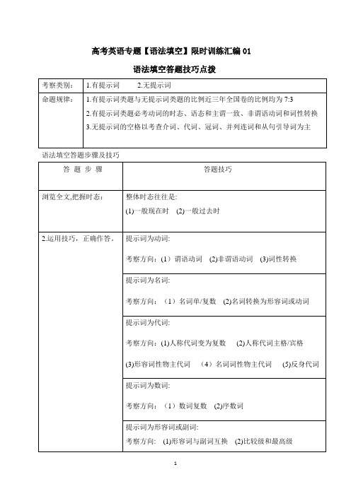 高考英语复习专题【语法填空】限时训练汇编01