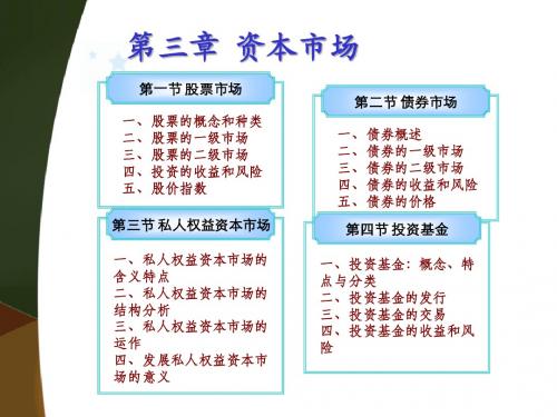 资本市场：股票、债券、投资基金、私有权益资本