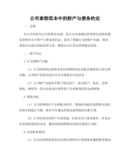 公司章程范本中的财产与债务约定