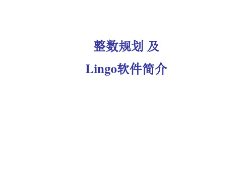 整数规划及lingo软件---技能提升篇