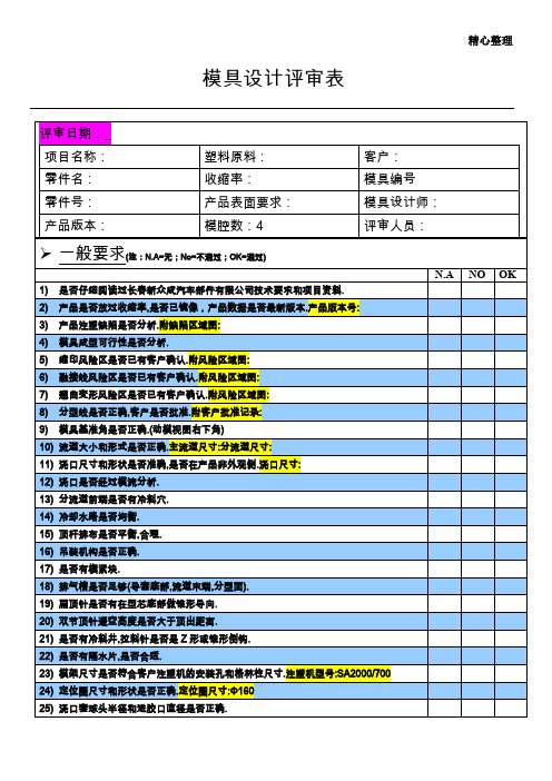 模具设计评审表-(样表)