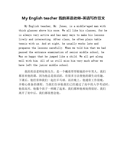 My English teacher 我的英语老师-英语写作范文