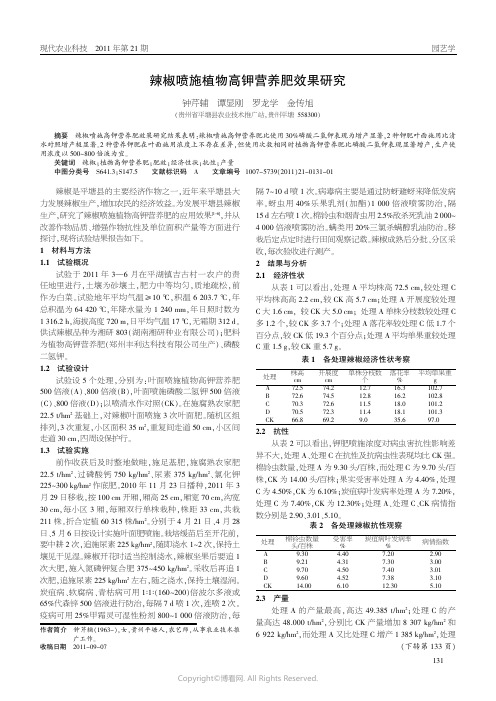 辣椒喷施植物高钾营养肥效果研究___