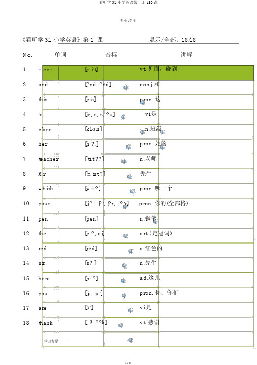 看听学3L小学英语第一册160课