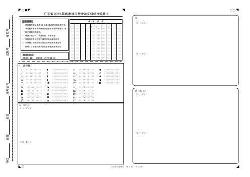 2019年高考押题卷文科综合答题卡-(两张A3双面)-定