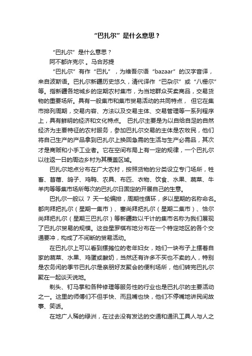 “巴扎尔”是什么意思?