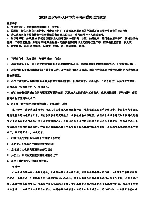 2025届辽宁师大附中高考考前模拟语文试题含解析