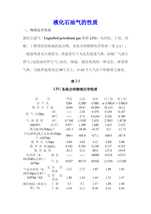 液化石油气的性质