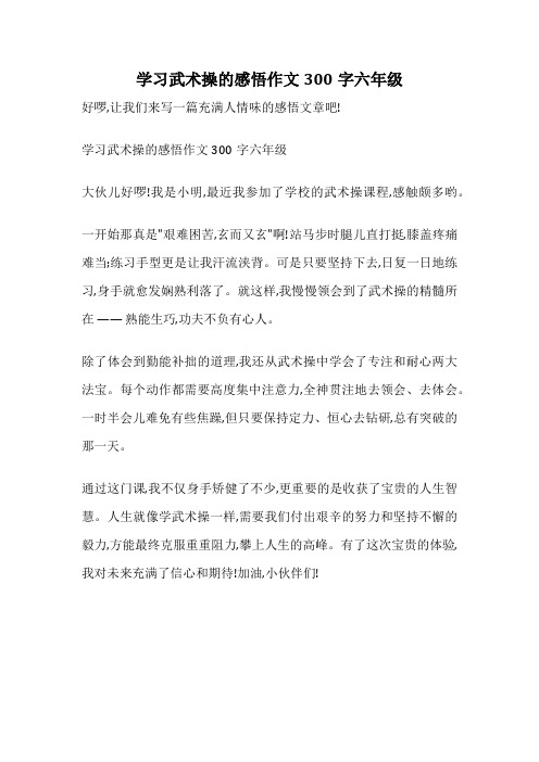 学习武术操的感悟作文300字六年级