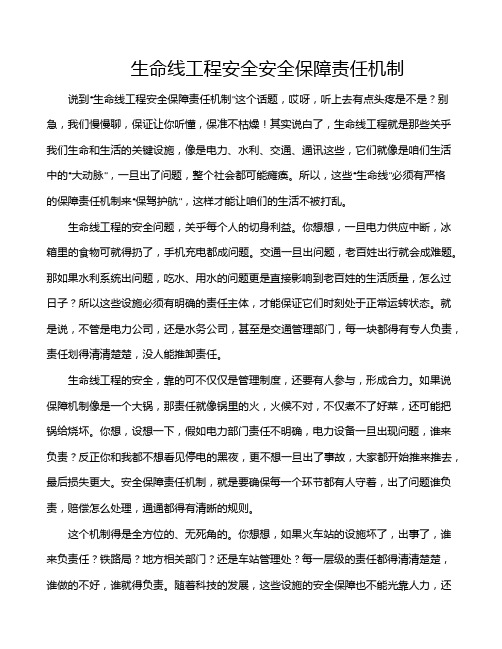 生命线工程安全安全保障责任机制