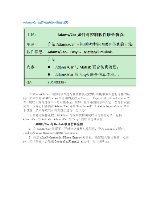 AdamsCar如何与控制软件联合仿真