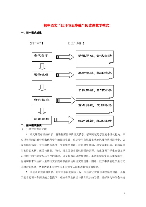 初中语文教学论文 初中语文“四环节五步骤”阅读课教学模式