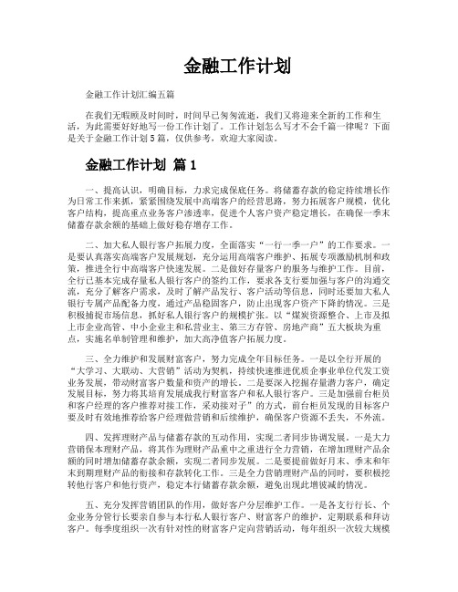 金融工作计划