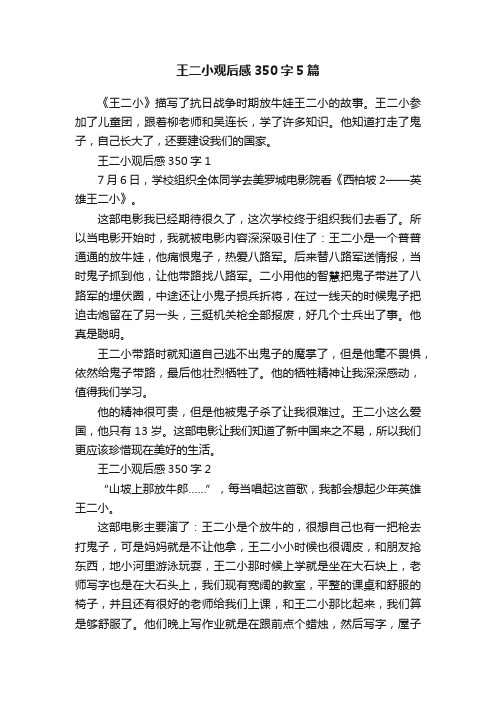 王二小观后感350字5篇