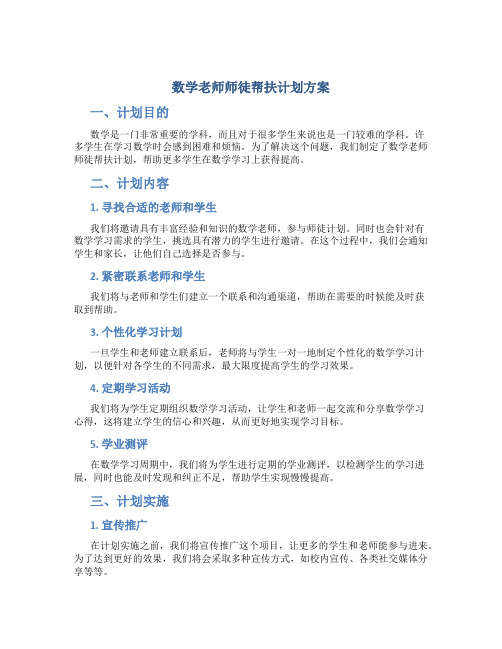 数学老师师徒帮扶计划方案