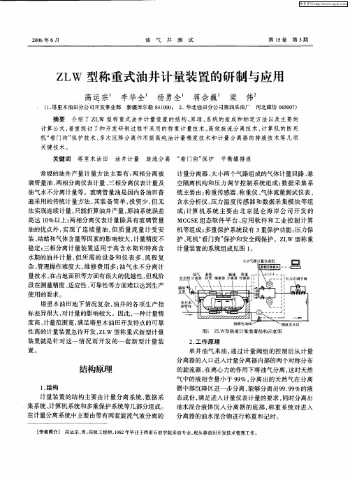 ZLW型称重式油井计量装置的研制与应用