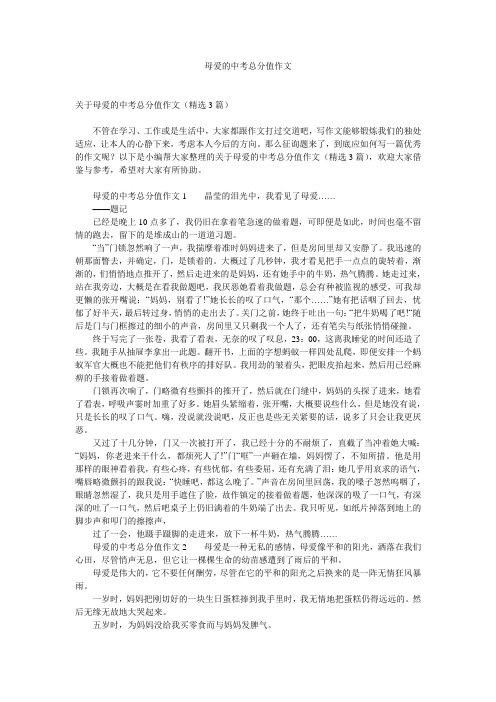 母爱的中考满分作文精选