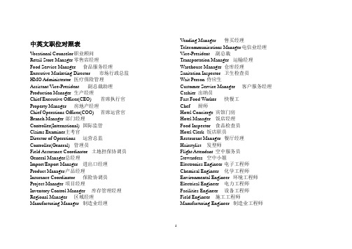 商务英语中英文职位对照表