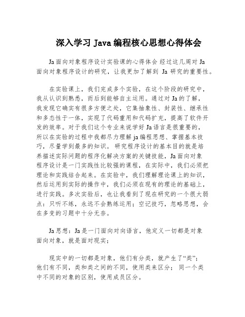 深入学习Java编程核心思想心得体会