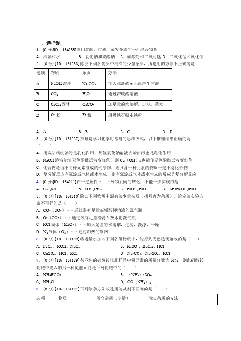 (典型题)初中化学九年级上册第十一单元《盐 化肥》检测(答案解析)