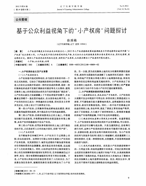 基于公众利益视角下的“小产权房”问题探讨