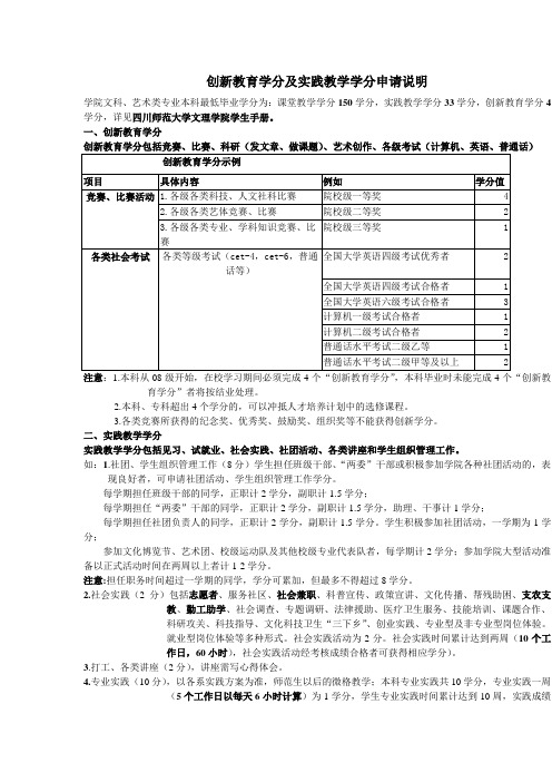 创新教育学分及实践教学学分申请说明