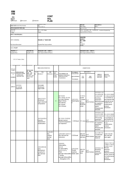 控制计划英文样本